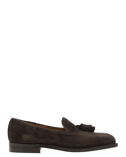 Alden Brown Suede Leather Tasseled Loafer for men