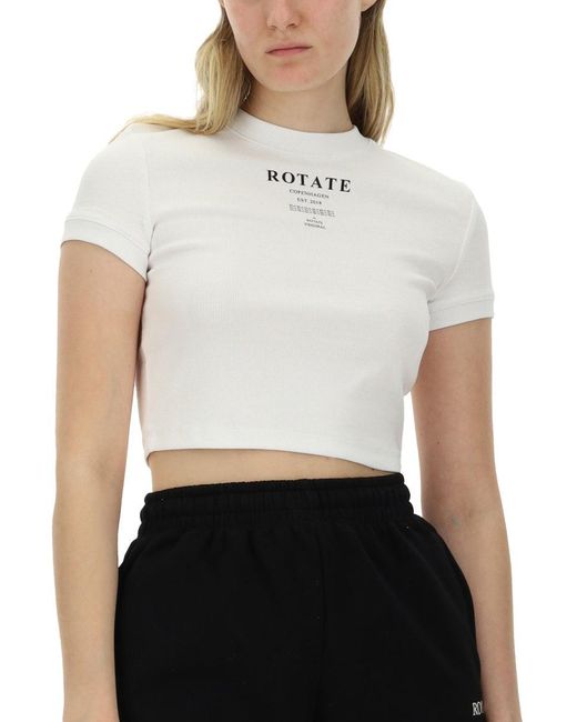 ROTATE BIRGER CHRISTENSEN White Logo Crew Neck T-Shirt