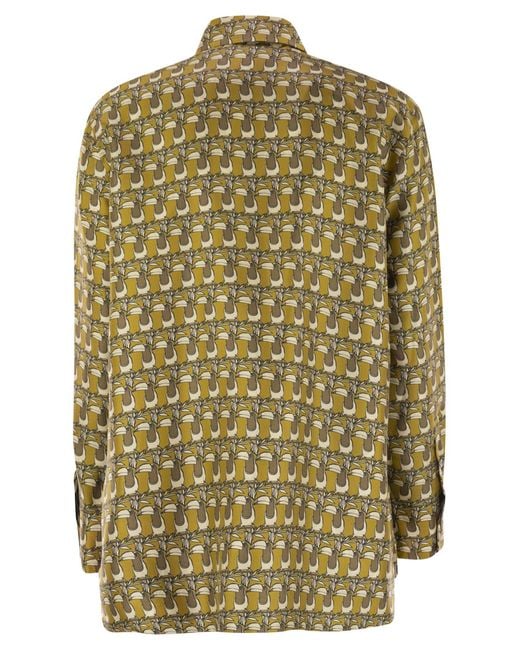 Max Mara Green Times Reversible Printed Silk Shirt