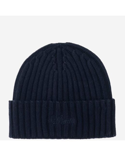 Wool Blend Beanie Con Logo di Mc2 Saint Barth in Blue da Uomo