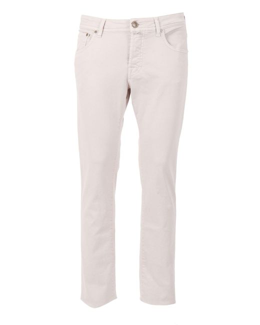Jacob Cohen Natural 5 Pockets Slim Fit Pants Cotton Polyester Elastane Jean for men