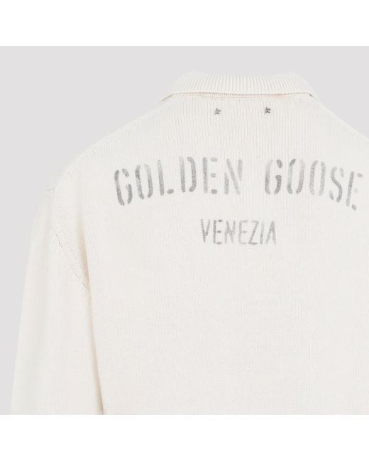 Golden Goose Deluxe Brand White Rindley Knit Polo for men