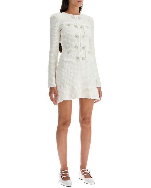Self-Portrait Textured Knit Mini Dress With Eight in White