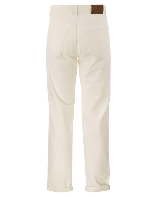 Brunello Cucinelli White Five-Pocket Traditional Fit Trousers for men
