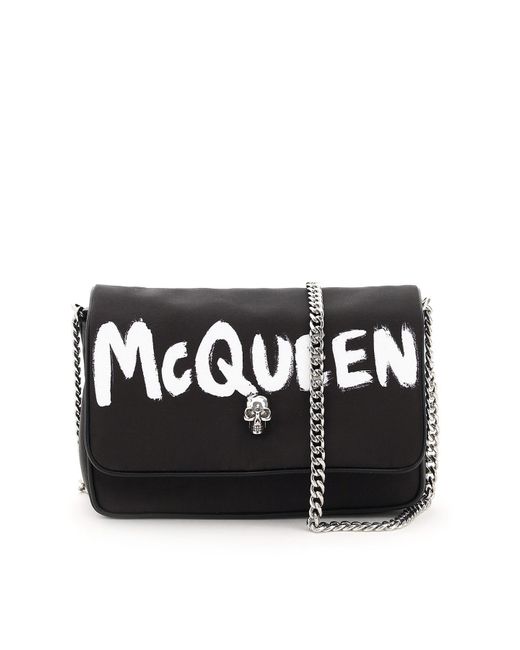 Alexander McQueen Black Graffiti-Logo-Schädel-Nylon-Kameratasche