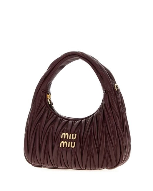 Miu Miu Purple Burgundy Nappa Leather Wander Handbag