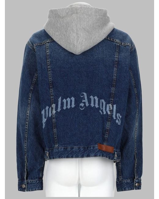 Palm Angels Blue Medium Hooded Layered Denim Jacket