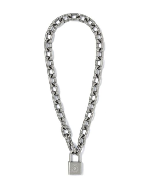 Random Identities White Padlock-Detail Cable-Link Chain Necklace for men