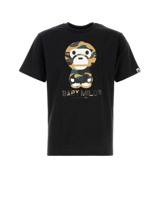 A Bathing Ape Black Cotton 1St Camp Baby Milo T Shirt