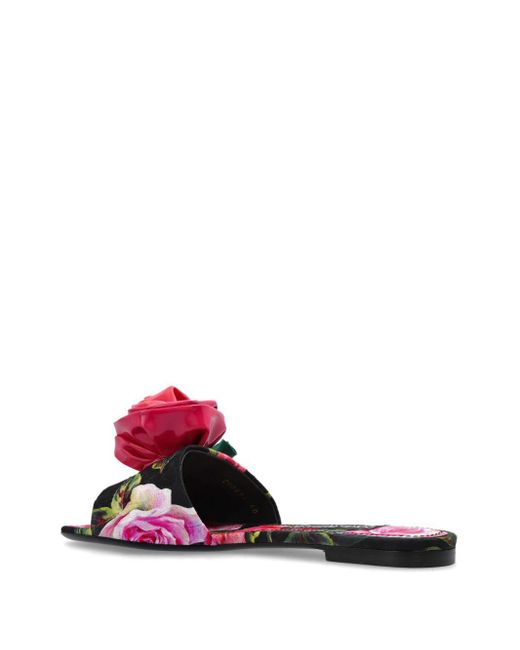 Dolce & Gabbana White Floral-Motif Slides
