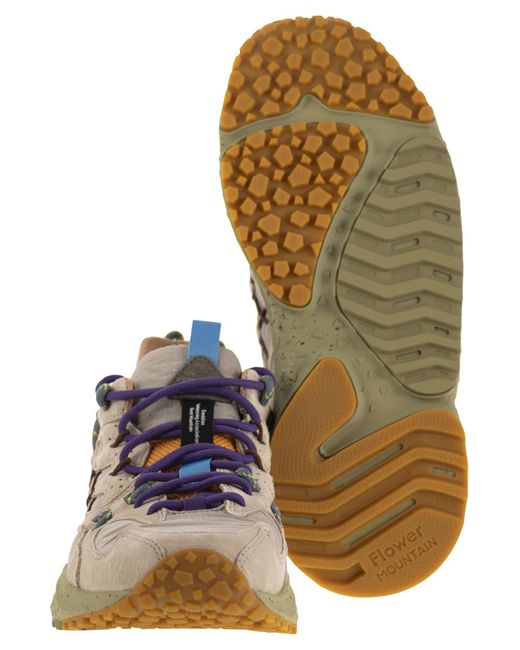Flower Mountain Brown Yamabushi -Turnschuhe im Wildleder und technischen Stoff