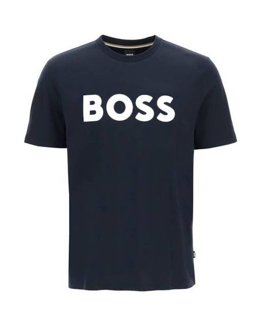 Boss Blue Tiburt 354 Logo Print T Shirt