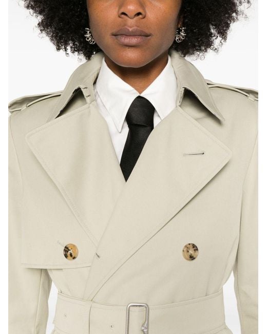 Burberry Natural Cotton Blend Long Trench Coat