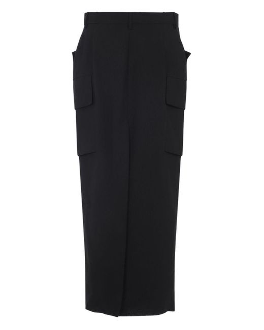 Rick Owens Black Firbanks Virgin Wool Midi Skirt