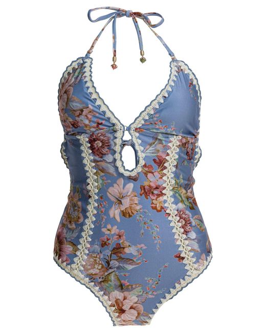 Zimmermann Blue "Awaken Crochet Keyhole" Swimsuit