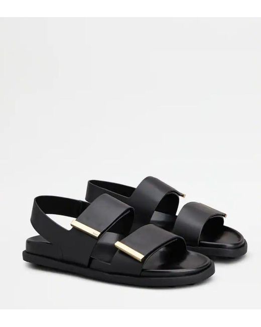 Tod's Black Leather Sandal
