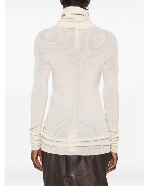 Rick Owens White Wollschildkrötenhalspullover