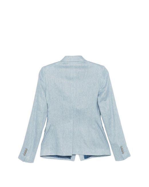 Tagliatore Blue Linen Double-Breasted Suit