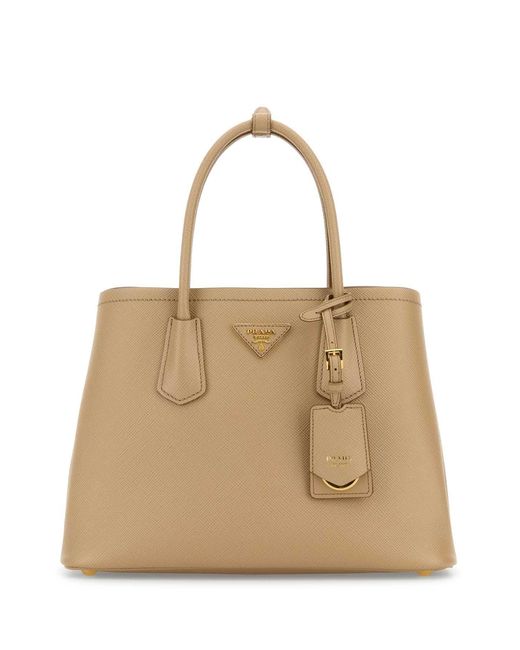 Prada Natural Sand Leather Small Double Handbag