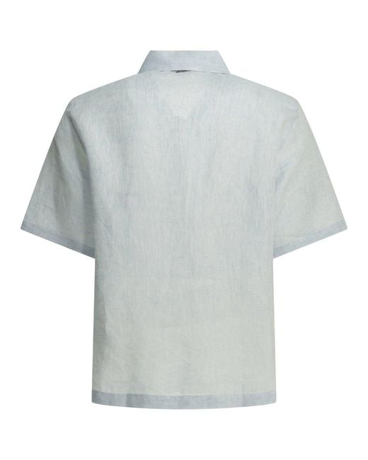 Herno Blue Casual Linen Shirt for men