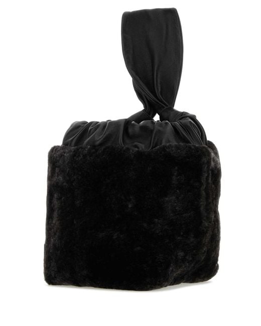 Jil Sander Black Shearling Clutch