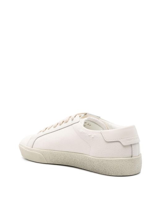 Saint Laurent White Court Classic Canvas Sneakers
