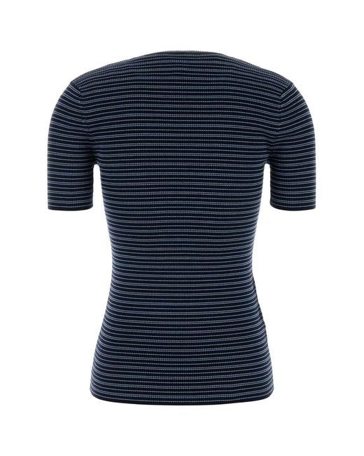 Prada Blue Embroidered Stretch Cotton Blend T-shirt