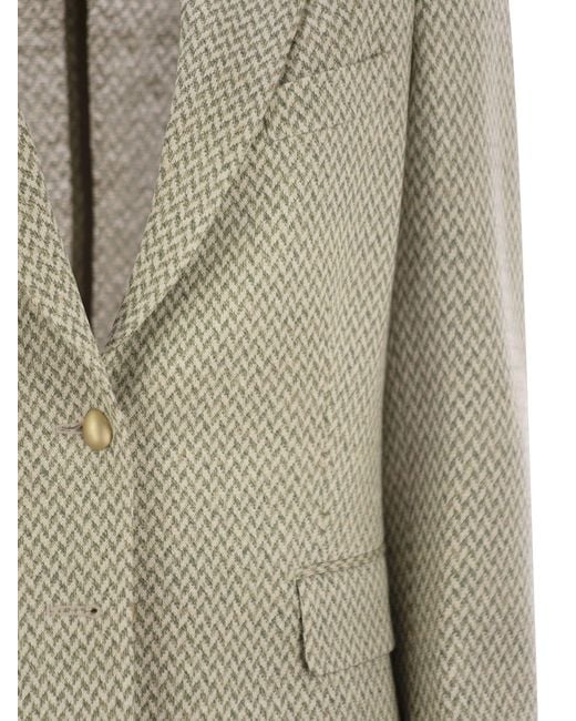 SAULINA Natural Angelica Herringbone Two Button Blazer