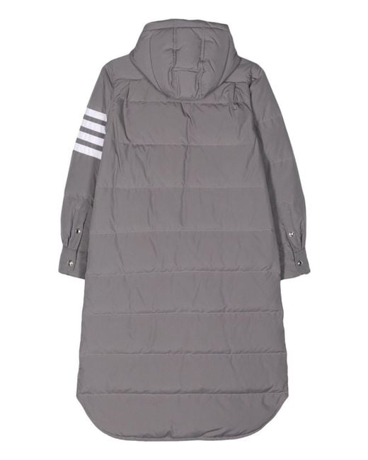 Thom Browne Gray Down Filled Below Knee Hooded Shirtdress W/ 4 Bar