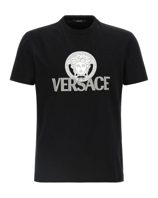 Black Cotton T-shirt Versace pour homme