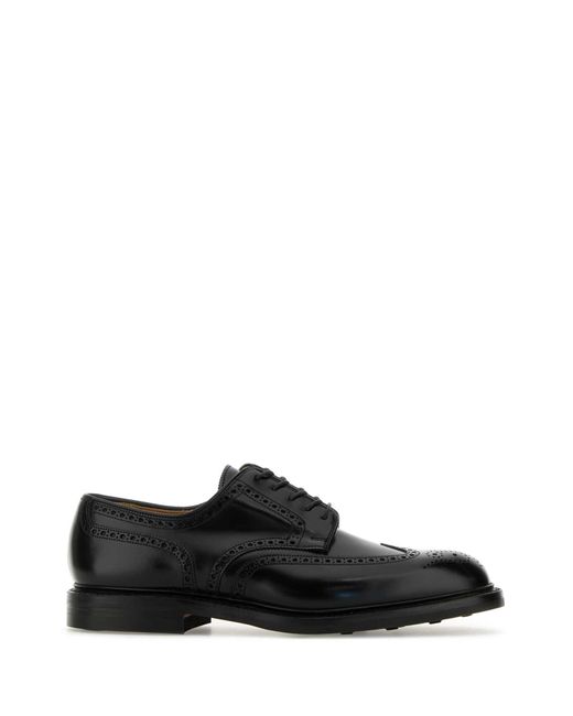 Crockett and Jones Black Leather Pembroke Lace-Up Shoes