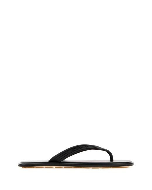 Bottega Veneta Black Rubber Sampieri Thong Slippers