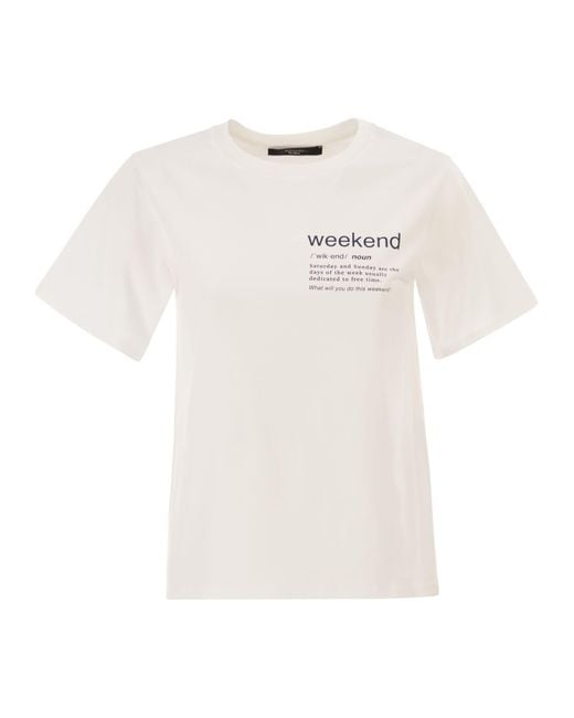 Weekend by Maxmara White Wkdtenue Jersey T Shirt With Print