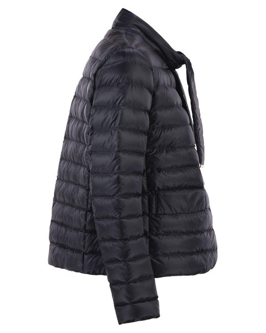 Herno Black Ultra Light Down Jacket With Bow Neckline