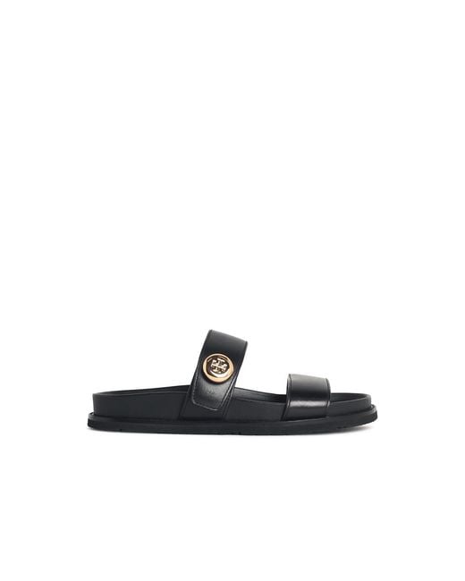 Tory Burch White 'Romy Sport' Lear Slippers