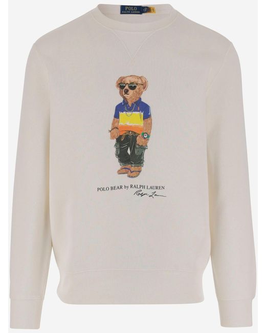 Cotton Blend Felpa di Polo Ralph Lauren in White da Uomo