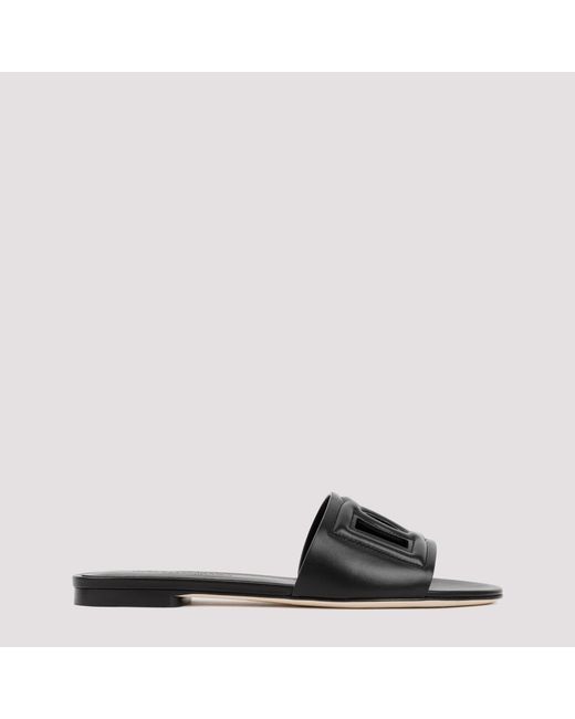 Dolce & Gabbana Black Flat Slide Sandals For