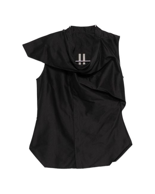 Rick Owens Black Solid Cowl Neck Top
