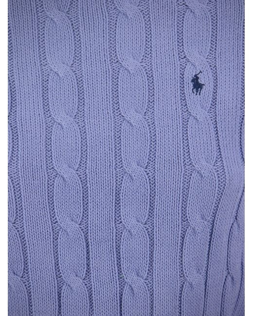 Slim Fit Cable Knit Polo Ralph Lauren de color Blue