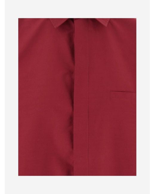 Sa Su Phi Red Cotton Blend Shirt With Ruffled Back