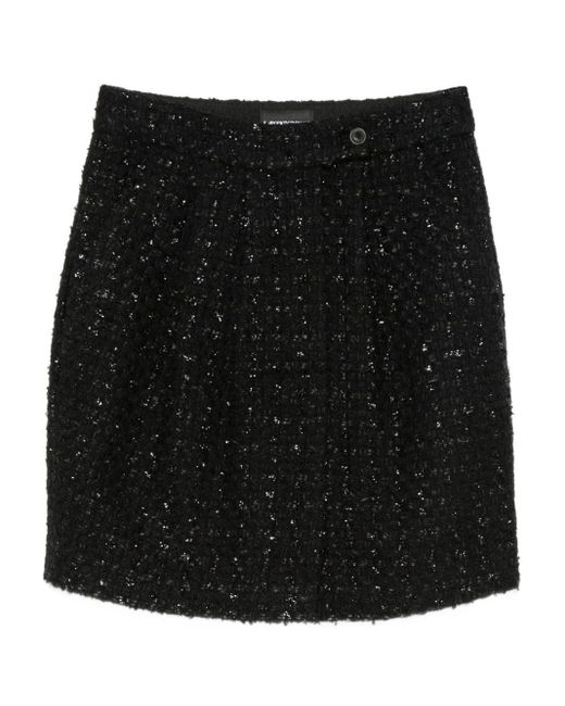 Minigonna Con Paillettes di Emporio Armani in Black