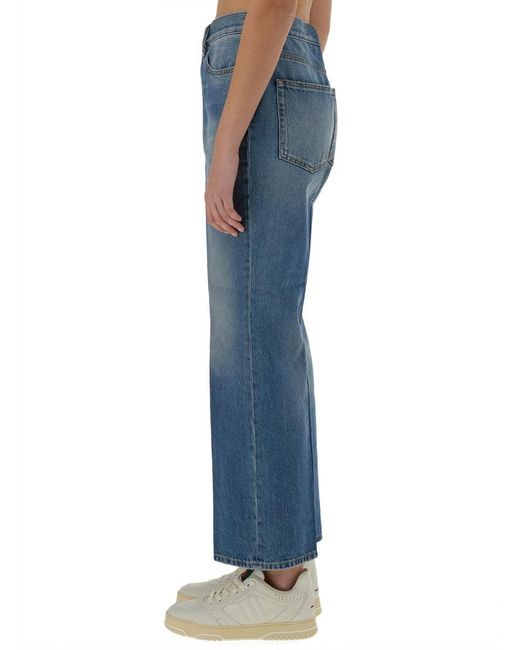 Gucci Blue Denim Pants With Logo Label
