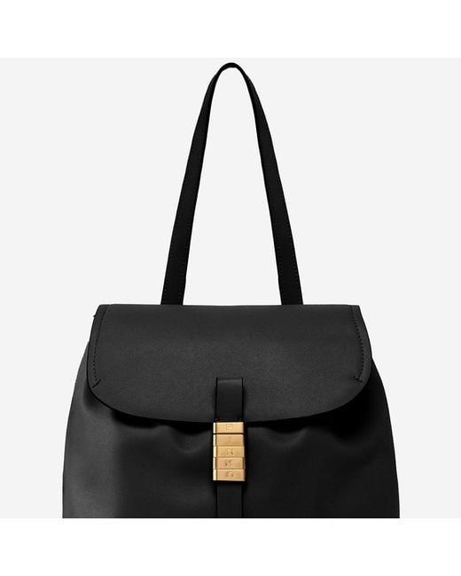 Pinko Black Leather Backpack With Lettering