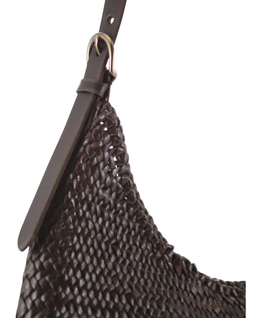 Dragon Black Luna Piena Woven Leather Bag