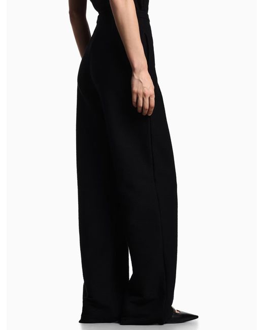 Emporio Armani Black Asv Palazzo-Hose Aus Jersey Mit Prägung