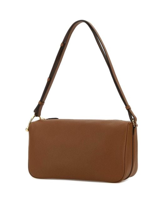 Gucci Brown Caramel Leather Medium Half Horsebit Shoulder Bag