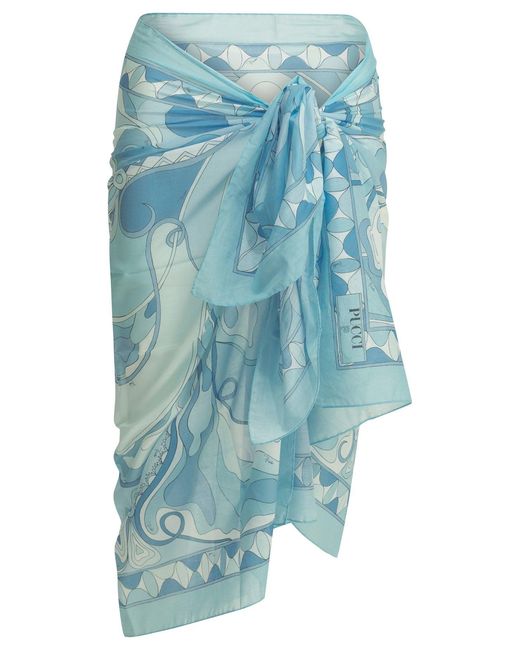 Emilio Pucci Blue "Orchidee" Pareo