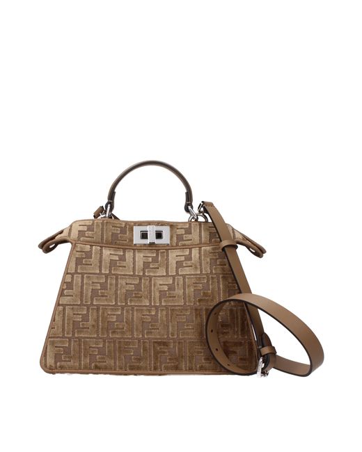 Fendi Brown Handbags Peekaboo I See U Velvet/Cappuccino