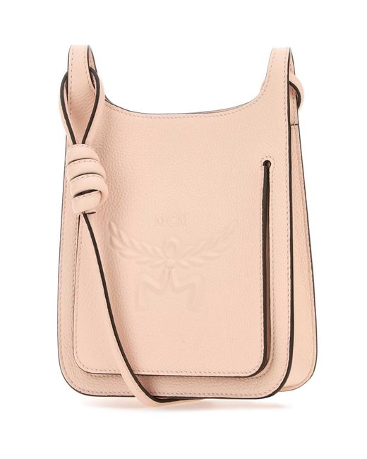 MCM Pastel Pink Leather Mini Himmel Hobo Crossbody Bag