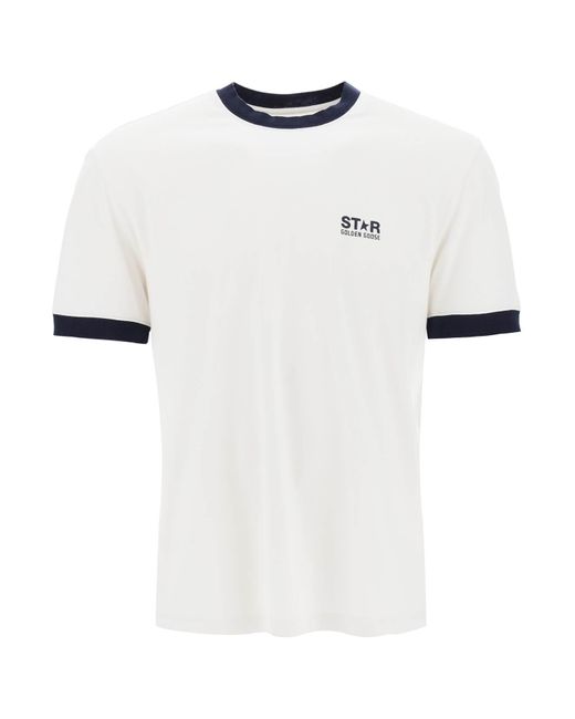 Golden Goose Deluxe Brand Contrast Trimed T -shirt in het White voor heren
